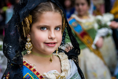 Valencia, Spain - March 16, 2008 - The Fallas Festival, feast of Saint Joseph with the floral offering to the Virgin Maryのeditorial素材