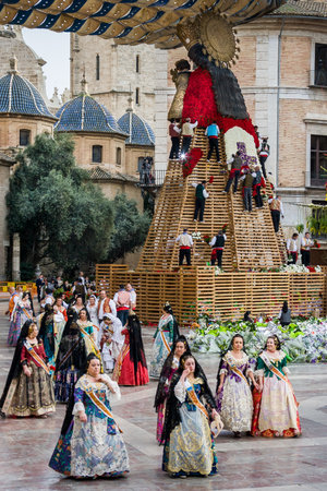 Valencia, Spain - March 16, 2008 - The Fallas Festival, feast of Saint Joseph with the floral...