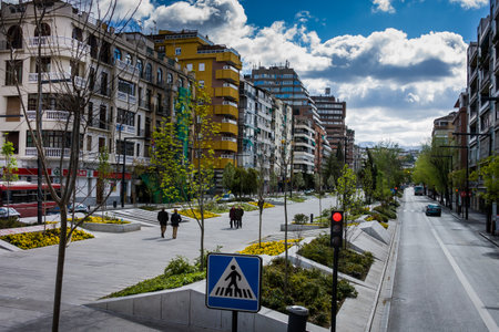 Granada, Spain - March 23, 2008 - The narrow street with new quarter, Granada, Spainのeditorial素材