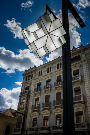 Granada, Spain - March 23, 2008 - lighting of the cityのeditorial素材