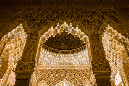 Granada, Spain - March 24, 2008 - The Generalife gardens of Alhambra palace in Granada, Andalusia province, Spainのeditorial素材