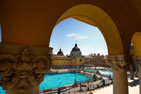 Budapest, capital of Hungary, thermal pools of Szechenyiのeditorial素材