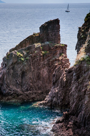 Capraia Island, Arcipelago Toscano National Park, Tuscany, Italy - Zurletto bayの写真素材