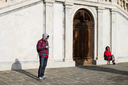 Pisa, Italy - February 26, 2017: The Knights Square ( Piazza dei Cavalieri ) with Palazzo della Carovana on June 29, 2016 in Pisa, Italyのeditorial素材