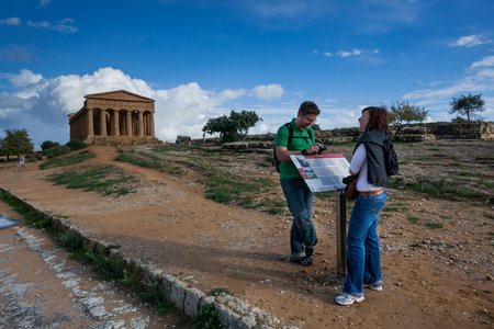 Agrigento, Italy - October 15, 2009: Temple of Concordia ancient Greek landmark in the Valley of the Temples outside Agrigento, Sicilyのeditorial素材