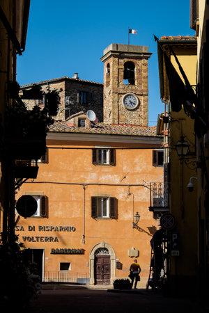 GUARDISTALLO, Pisa, Italy - April 23, 2017: Palestro Street in background the tower of the Castleのeditorial素材