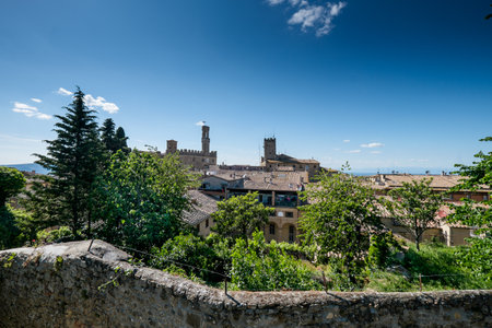 VOLTERRA, TUSCANY - MAY 21, 2017 - view from the Park archaeological Enrico Fiumi in Volterra Tuscany Italyのeditorial素材