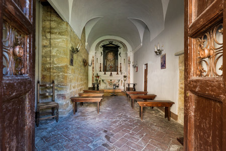 VOLTERRA, TUSCANY - MAY 21, 2017 - The small San Felice churchのeditorial素材