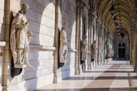 BUDAPEST, HUNGARY - AVRIL 16, 2016: The entrance of the Library by Parliamentのeditorial素材