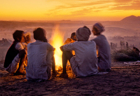 PUSHKAR, INDIA - NOVEMBER 17: Camels at the annual livestock fair on November 17, 1982 in Pushkar, Rajasthan, Indiaのeditorial素材