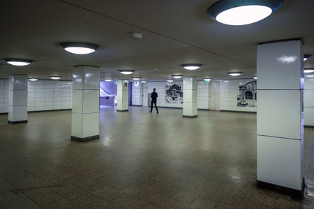 BERLIN, GERMANY - SEPTEMBER 22, 2015: Subway train at the Postdamer Platz subway station in Berlin, Germanyのeditorial素材