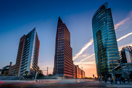 BERLIN, GERMANY - SEPTEMBER 24, 2015: skyline of the financial district with Potsdamer Platz in Berlin, Germanyのeditorial素材
