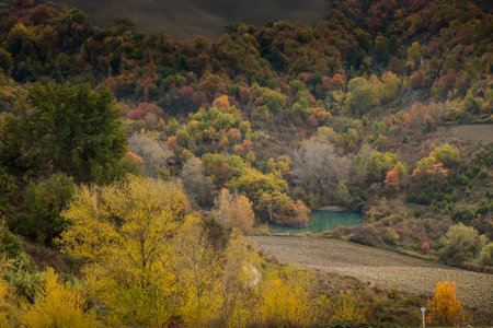 Autumnal trekking in the province of Siena, from Buonconvento village along the Cassia Road, to the...