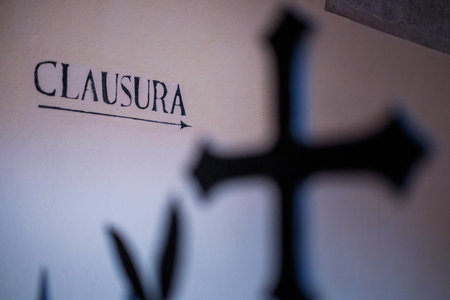 Monte Oliveto Maggiore, Siena, Tuscany - Novembre 12, 2017: Autumnal trekking in the province of Siena, from Buonconvento village along the Cassia Road, to the confluence of the rivers Arbia and Ombrone then along the historical Via Francigena and the vilのeditorial素材