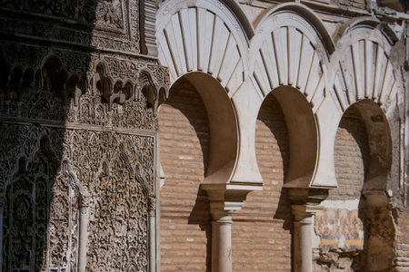 Seville, Andalusia, Spain - detail and courtyard of the Royal Alcazar up to the nineteenth century