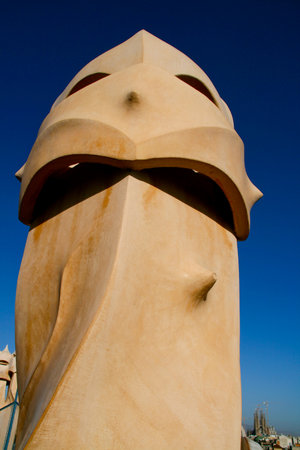 Barcelona, Catalonia, Spain - La Pedrera Casa Mila, Gaudi building in Barcelonaのeditorial素材