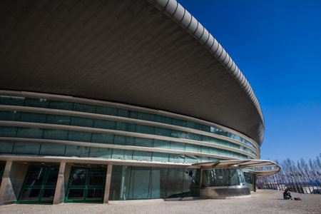 LISBON, PORTUGAL - January 31, 2011: Buildings constructed for the International Exhibition of Lisbon, 1998, Parque das Nacoes (Park of Nations), Historical Province of Extremadura, Lisbon, Portugal.のeditorial素材