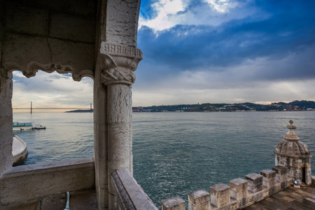 LISBON, PORTUGAL - Belem Tower, 1515-1521, by Francisco de Arruda, Belem district, Lisbon (UNESCO...