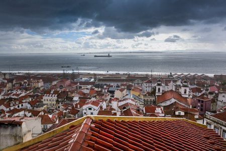 LISBON, PORTUGAL - January 28, 2011: A view of the Alfama neighbourhood, the old quarter of Lisbon, Historical Province of Extremadura, Portugalのeditorial素材