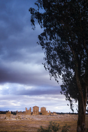 Sbeitla, Tunisia - Roman ruins into the archeological site of Sbeitla, Tunisiaの写真素材
