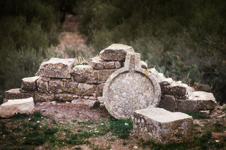 Dougga, Tunisia, Tunis - Ancient Roman city of Dougga, in northern Tunisiaの写真素材