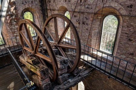 MONTECATINI VAL DI CECINA, ITALY - Avril 02, 2018: Montecatini Val di Cecina is a town in the province of Pisa in Tuscany, Italy - The copper mineのeditorial素材