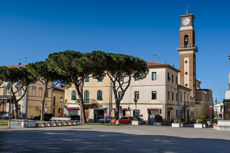CECINA, TUSCANY, ITALY - March 31, 2018: piazza Carducci better known also as the children's square...