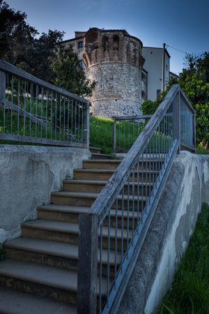 Rosignano Marittimo, Tuscany - Located in the province of Leghorn, from the square with the Church of San Ilario and the castle built in the year 1100 you can enjoy the view towards the sea of Rosignano Solvay, Vada and Castiglioncello, the fortressのeditorial素材