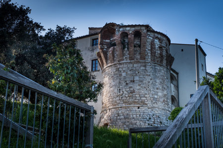 Rosignano Marittimo, Tuscany - Located in the province of Leghorn, from the square with the Church of San Ilario and the castle built in the year 1100 you can enjoy the view towards the sea of Rosignano Solvay, Vada and Castiglioncello, the fortressのeditorial素材