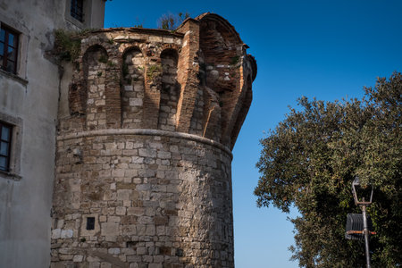 Rosignano Marittimo, Tuscany - Located in the province of Leghorn, from the square with the Church of San Ilario and the castle built in the year 1100 you can enjoy the view towards the sea of Rosignano Solvay, Vada and Castiglioncello, the fortressのeditorial素材