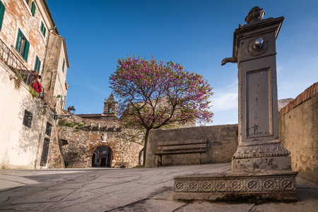 Rosignano Marittimo, Tuscany - Located in the province of Leghorn, from the square with the Church of San Ilario and the castle built in the year 1100 you can enjoy the view towards the sea of Rosignano Solvay, Vada and Castiglioncelloのeditorial素材