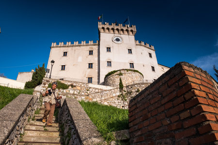 Rosignano Marittimo, Tuscany - Located in the province of Leghorn, from the square with the Church of San Ilario and the castle built in the year 1100 you can enjoy the view towards the sea of Rosignano Solvay, Vada and Castiglioncelloのeditorial素材