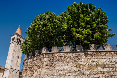 SERRE di RAPOLANO, TUSCANY, Italy - April 25, 2018: trekking in Serre di Rapolano known for the travertine quarries, but from the medieval heart, Siena. Square XX September and Serre Fortressのeditorial素材