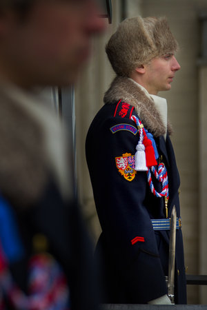 PRAGUE, CZECH REPUBLIC - FEBRUARY 18, 2013: Changing of the guard at Prague castle is one of the...