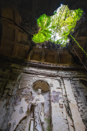 CASERTA, ITALY - SEPTEMBER 24, 2017: the garden of Royal Palace of Caserta. Built by the architect Vanvitelli, the historic owners were the Bourbon of Naples.のeditorial素材