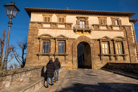 COLLE VAL DâELSA, ITALY - DECEMBER 26, 2018: Palazzo Campana, the gateway to the oldest part of the town of Colle Val d'Elsa, Siena, Tuscanyのeditorial素材