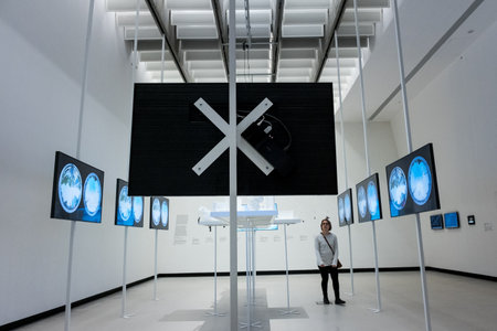 ROME, ITALY - JANUARY 06, 2019: National Museum of the XXI Century Arts, designed by Zaha Hadid and managed by the MAXXI foundation of the Ministry for Cultural Heritage.のeditorial素材
