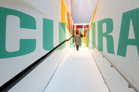ROME, ITALY - JANUARY 06, 2019: National Museum of the XXI Century Arts, designed by Zaha Hadid and managed by the MAXXI foundation of the Ministry for Cultural Heritage.のeditorial素材