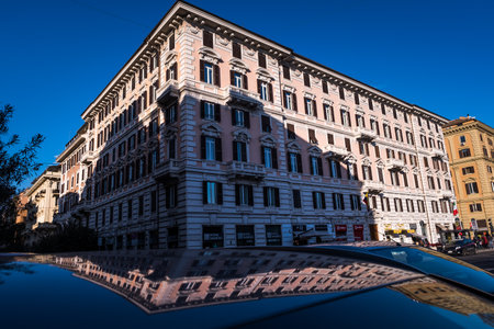 ROME, ITALY - JANUARY 06, 2019: reflections of a stately building in Piazzale Flaminio in the city of ROMAのeditorial素材