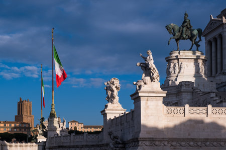 ROME, ITALY - JANUARY 06, 2019: urban overview with the altar of the homeland in the city of ROMAのeditorial素材