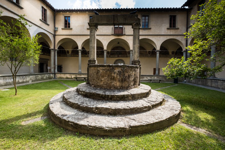 CORTONA, ITALY - MAY 13, 2018: cloister and convention center of Saint Augustineのeditorial素材