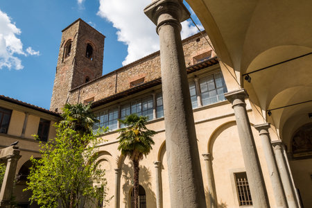 CORTONA, ITALY - MAY 13, 2018: cloister and convention center of Saint Augustineのeditorial素材