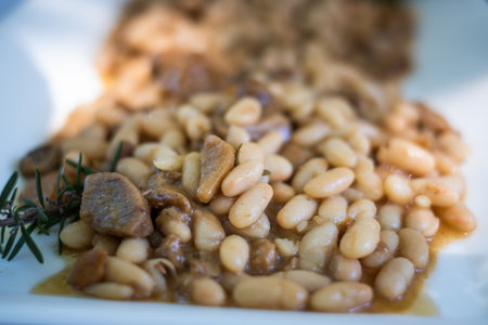 Processed beans and mushrooms for aperitifs, compounds and preparations for tastings