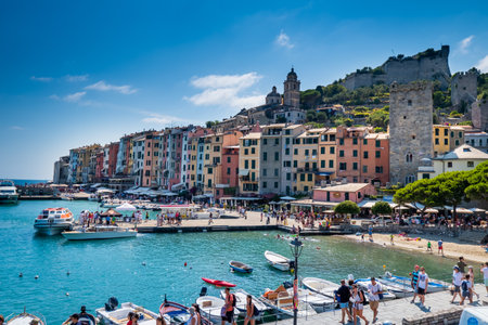 View of the entrance of harbour of Porto Venere (UNESCO World Heritage) - La Spezia, Liguria, Italyのeditorial素材