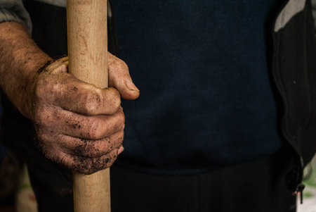 The hands of agricultureの写真素材