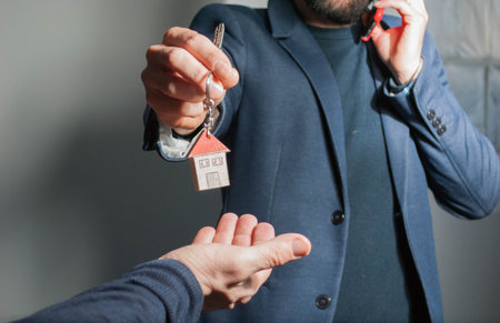 Delivery of house keysの写真素材