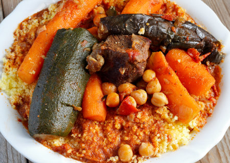 Moroccan couscous. Very tasty traditional Moroccan food.の写真素材