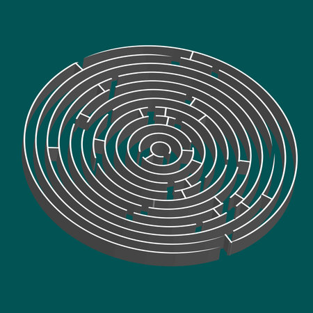 tridimensional round maze, vector art illustration; easy to change colorsのイラスト素材