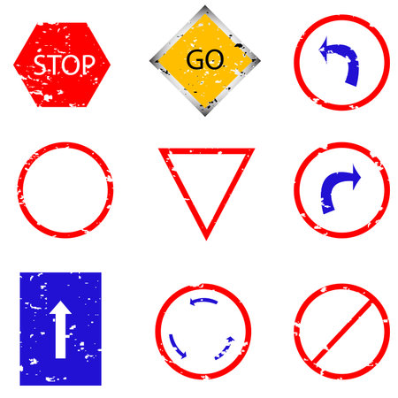 stamp with traffic sign, vector art illustrationのイラスト素材