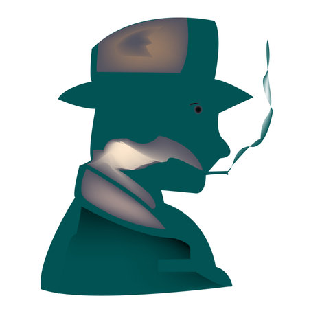 stylized smoker, vector art illustration; more drawings in my galleryのイラスト素材